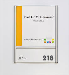 Türschild mit Trennleiste, mit Braille- und taktiler Schrift