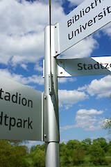 Wegweiser vierfach eloxiert